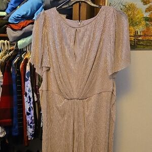 Adrianna Papell Shimmering Gold Long Sleeve Dress